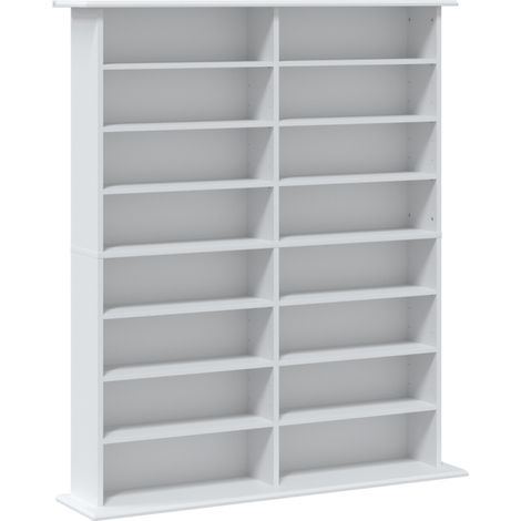 Étagère CD DVD rangement 720 disques 16 cases 12 tablettes réglables pour salon blanc (1/5)