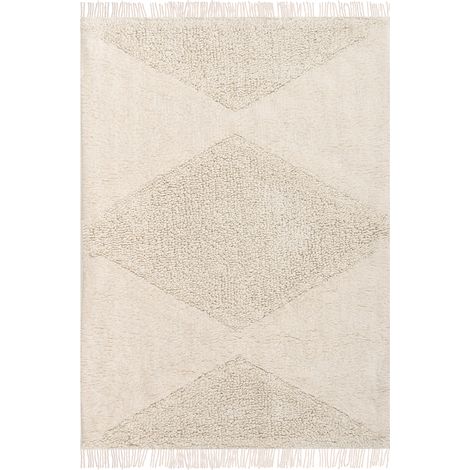 Alfombra de algodón 160 x 230 cm habitación infantil alfombra de baño beige Khonoma (1/5)