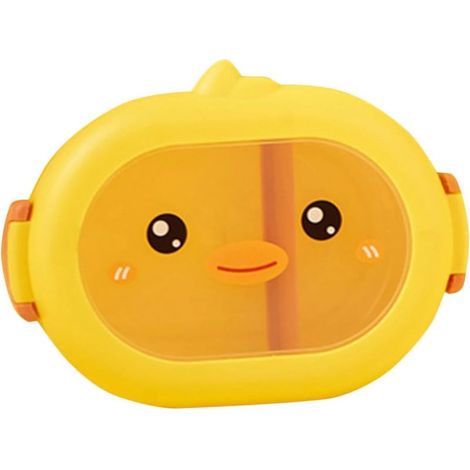 Boîte à bento jaune en plastique avec compartiments, compatible (1/5)