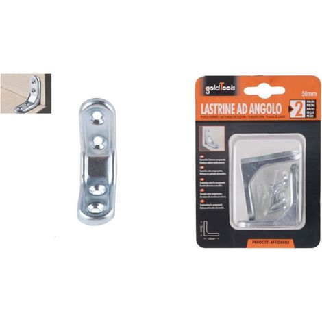Kaela - Set 2 Pz Lastrina Ad Angolo 50mm Sostegno Staffa Angolare Con Viti Mobili 94780 - (1/2)