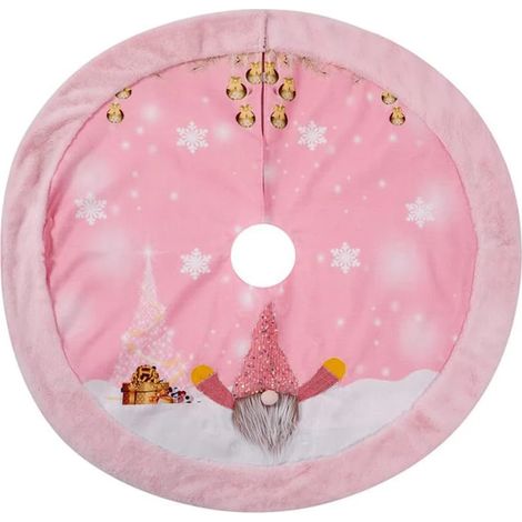 Tapis de sapin de Noël en peluche Rudolph rose clair pour Noël et le Nouvel An (1/5)