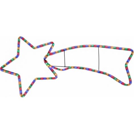 Stella Cometa Luminosa Multicolore Grande cm 130x57 cm da Esterno o interno Tubo con 144 luci colorate fisse Protezione IP44 Decorazione Natalizia casa presepe (1/5)