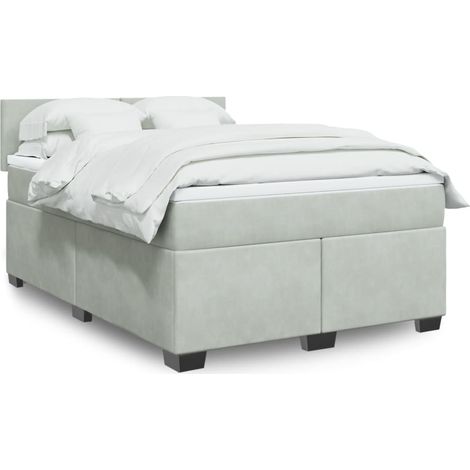 Boxspringbett mit Matratze Hellgrau 140x200 cm Samt