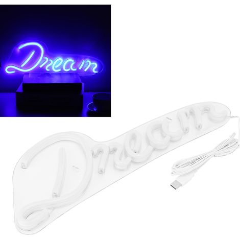 Lampe néon LED unique alimentée par USB, enseigne murale néon bleue, décoration de chambre pour fêtes et vacances (1/5)