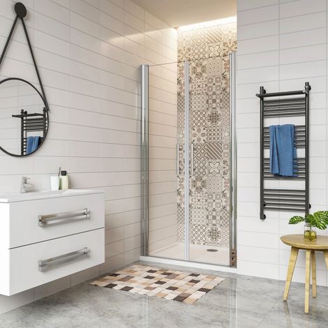 AICA porte de douche battante 100x187cm avec un receveur de douche 100x80cm (1/5)