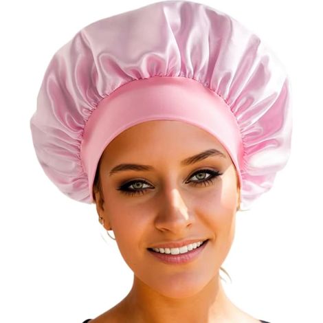 Générique Bonnet Satin, Protection des Cheveux Longs, bouclés ou crépus, pour Femme, Protection Cheveux Nuit, Bonnet Soie Cheveux (Rose)