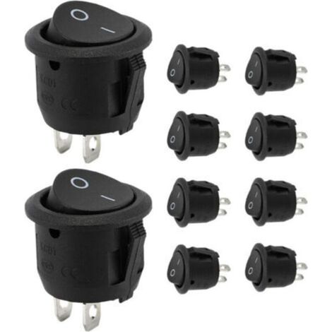 Interrupteur 12V (lot de 10), interrupteur rond noir, bouton-poussoir, bouton 12V, interrupteur 10A/125V, interrupteur 6A/250V, interrupteur électronique pour voiture et micro-interrup (1/3)
