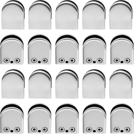 HAUTOUR Fixations pour Verre en Acier Inoxydable 304, Lot de 20 Pièces, Convient pour Portes en Verre 8‑10 mm, Accessoires de Fixation pour Verre 53×43×24 mm (1/5)