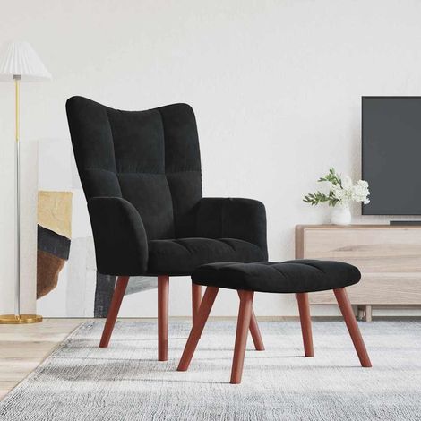 Relaxing Chair Black Velvet vidaXL (1/5)