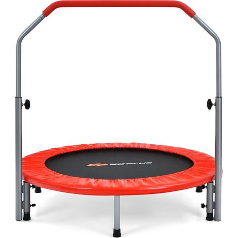 Mini trampoline pliable 101 x 96/105/114/122 cm charge max 150 kg usage intérieur extérieur ambiance cosy en acier rouge