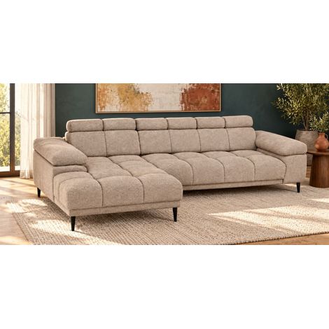 Ecksofa Schlafsofa SENVELIO RELAX in Stoff Glam Beige Ottomane Links (1/5)