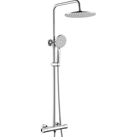 Columna de ducha, control termostático, altura regulable, cromo - 10 pulgadas, G1/2 (1/2)
