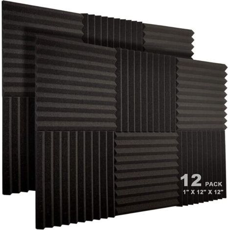 Lot de 12 panneaux acoustiques 30,5 x 30,5 cm – Épaisseur 2,5 cm – Mousse haute densité résistante au feu – Pour studios et bureaux (1/5)