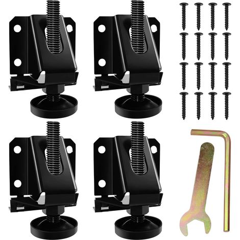 Lot de 4 pieds de nivellement robustes avec écrous hexagonaux Ajustables pour armoires, tables, étagères et établis (1/5)