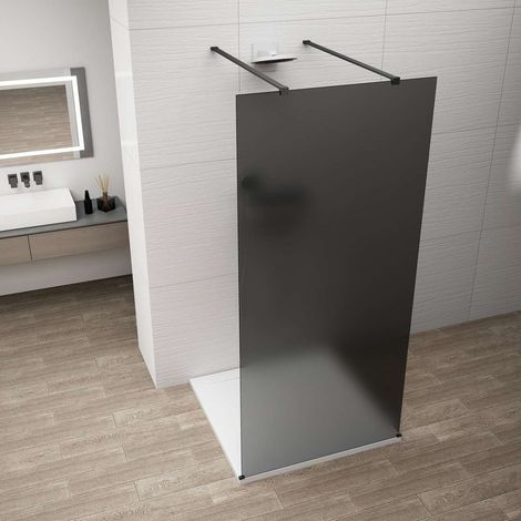 Polysan Esca - Parete doccia Walk-In 100x210 cm, Antidrop, vetro fumé opaco/nero opaco ES1410-06 (1/4)