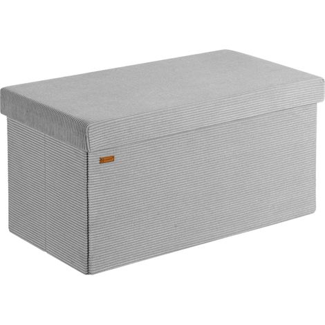 CASARIA® Banc de rangement en velours côtelé Siège Coffre de rangement pliable salon chambre couloir tabouret Grau M (de) (1/5)