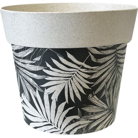 Cache pot en bambou noir et beige 15.5 cm (1/2)