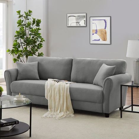 Divano 3 Posti con Rivestimento Tessuto Grigio Chiaro Premium Sofa 212x75x87 cm (1/5)