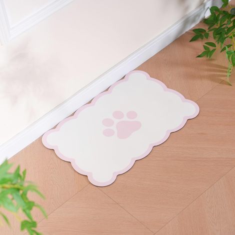 Muschelförmige Futtermatte für Hunde, saugfähiger, rutschfester Untersetzer für Futternäpfe, elegantes pastellrosa Accessoire für Hunde und Katzen, 33 x 55 cm (1/5)