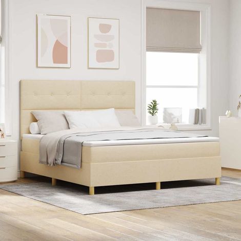 Boxspringbett mit Matratze Creme 180 x 200 cm Stoff (1/5)