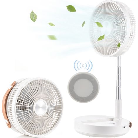 Zoternen Tragbarer, leiser Standventilator mit Fernbedienung, faltbarer Stand-/Couchtischventilator, 4 Modi/Timer, 10800 mAh, per USB wiederaufladbarer Standventilator für Schlafzimmer und Büro