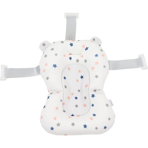 Coussin de Siège de Baignoire pour bébé, Fixation de Siège de Baignoire Pliable et Réglable en Toute sécurité pour Prendre une Douche (Etoiles blanches) (1/5)
