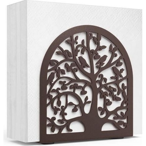 Porte-Serviette - - Vintage Noir - Fer - Design Arbre et Oiseau - Antidérapant (1/5)