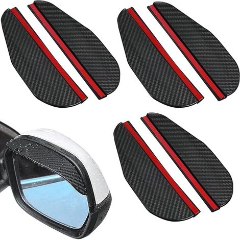 3 Paires RéTroviseur De Voiture Anti-Pluie Sourcils, Pare-Soleil De RéTroviseur, Rétroviseur Pare-Pluie, Universel En Fibre De Carbone Couverture De Pluie, Pour Plupart Des Voitures Camions (Noir) (1/5)