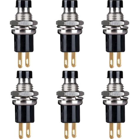 6 pièces auto-verrouillant 7mm Mini bouton poussoir SPST Type de verrouillage ON / OFF 2 Pin bouton rond 3V-6V-12V-24V-230V / 1A Mini interrupteur pour le modèle de chemin de fer Hobby (noir)