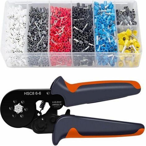 Pince à Sertir - Auto-réglable - Plage 0,25 à 6 mm² - Pour Cosses Électriques - Kit 1900 Pièces (1/4)