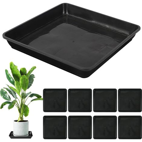 Lot de 8 soucoupes rectangulaires en plastique pour pot de fleurs - 30 x 30 cm (1/5)
