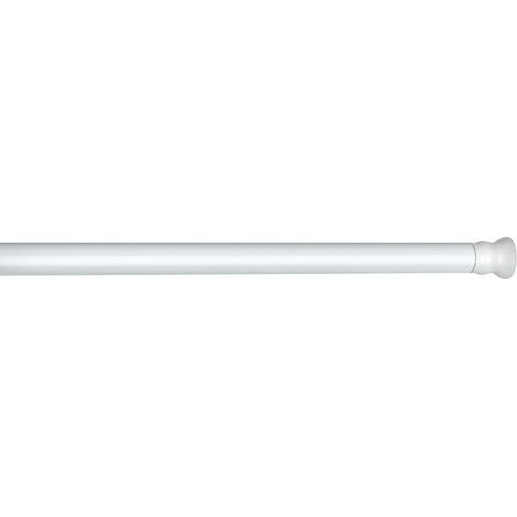 Asta telescopica per tenda da doccia Ulisem bianca, barra estensibile per doccia, installazione a vite senza foratura, alluminio inox - Tappo terminale in gomma, Ø 20 mm x 110 - 185 cm