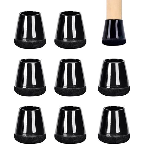 8 Pièces Embouts de Protection pour Pieds de Chaises, Capuchons Ronds en Silicone avec Tampons en Feutre, Protège-Pieds pour Tables (1/5)