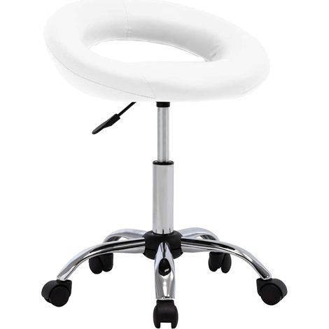 vidaXL Chaise pivotante à manger Blanc Similicuir (1/5)