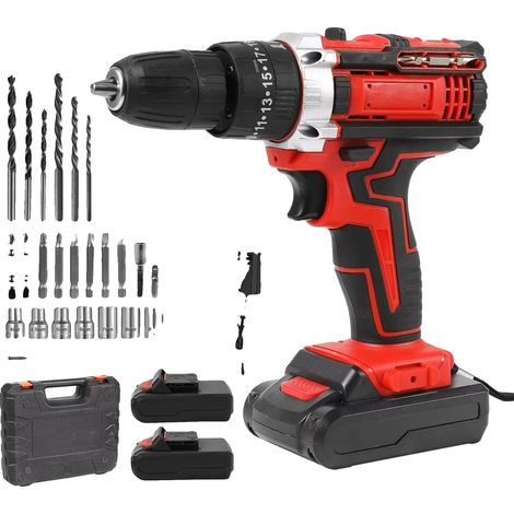 Akku-Schlagbohrmaschine, 25+3 Drehmomenteinstellungen, leichtes Design, Style C – 2 Akkus (1/2)