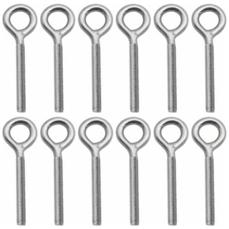 Lot de 12 Boulons à Oeil en 304 Acier Inoxydable Vis à Anneau Piton à Visser pour Balançoire Machine Extérieure - M8 (1/5)
