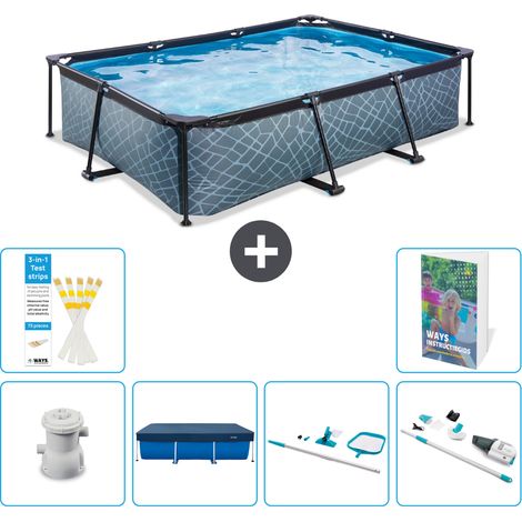 Exit Pool Rechteckig - Steinoptik - 300x200x65 cm - 7-teilig S257