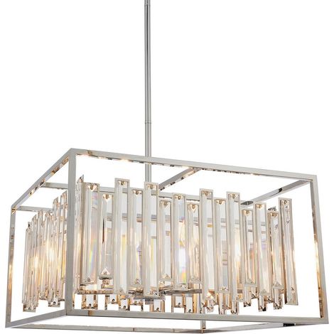 Endon Acadia - Plafonnier à 6 ampoules, plaque chromée et verre en cristal transparent, E14 (1/5)