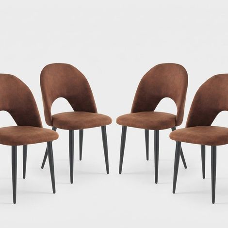 Küchenstühle 4er-Set modern gepolstert Antik-Kunstleder Bounty Old - Braun