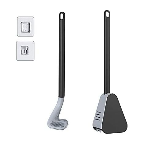 Scopa per WC a forma di pallina da golf, set di scopino e portascopa, scopino per WC in silicone con manico lungo e setole a forma di pallina da golf, scopino per WC senza punti ciechi, scopino per WC (1/5)