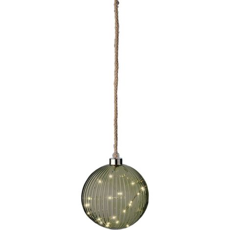 Bola colgante de cristal microled, verde, ø14cm. (1/2)