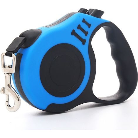 Laisse rétractable pour chien, laisse télescopique automatique, 5 mètres de long, résistante et pratique, avec poignée antidérapante, convient aux chiens de petite et moyenne taille, bleue, 15 kg (1/5)