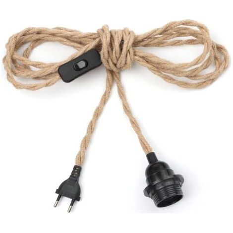 Cordon de suspension en chanvre de 4,5 mètres, support de suspension style industriel à monter soi-même (ampoule non incluse) (1/3)