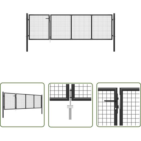 The Living Store Gartentor Stahl 350 x 75 cm Anthrazit - Zaun - Gartentor - Stahltür - Hoftor - Sicherheitszaun (1/5)