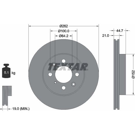 Lot de 2 Disques de frein Textar 92060903 ACURA 45251S06000 45251S5DA10