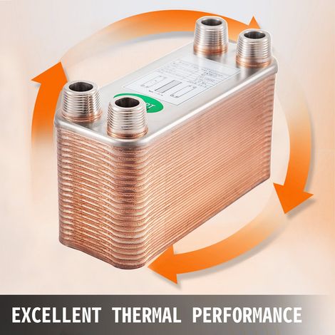 Échangeur de chaleur à plaques brasées acier inox 316L 40 plaques ports MNPT 3/4 pouces refroidisseur plat chauffage hydronique (1/5)