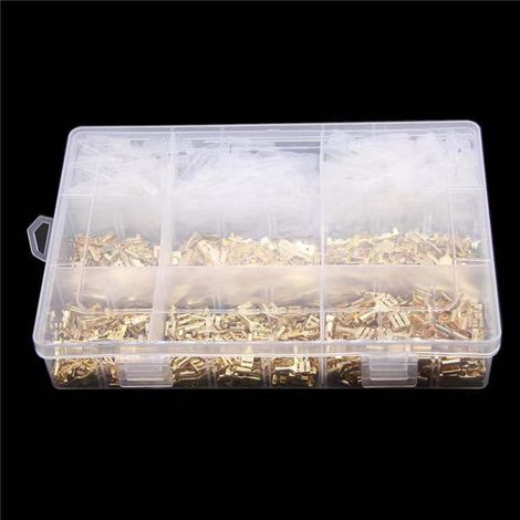 Kit de bloques de terminales de crimpado amarillos con tapa protectora transparente, conectores macho y hembra de 2,8 mm, 4,8 mm y 6,3 mm, 135 piezas, 0,1 kg/3,5 oz (1/5)