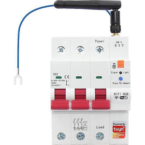 Tuya Smart WiFi RS485 3P+N Disjoncteur MCB pour compteur prépayé, minuterie, protection contre les surtensions et les surintensités, commande vocale, 63 A réglable (1/5)
