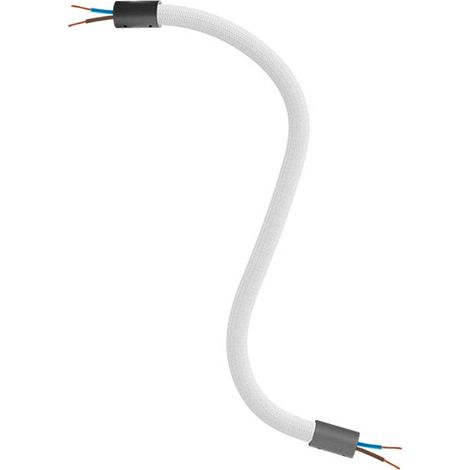 Creative-Cables Kit Creative Flex flexibles Verlängerungsrohr (30 cm Länge, Ø 10 mm) – Stoffummantelung RM01 weiß und schwarze Abschlüsse – Mit Metallendstücken und Zubehör