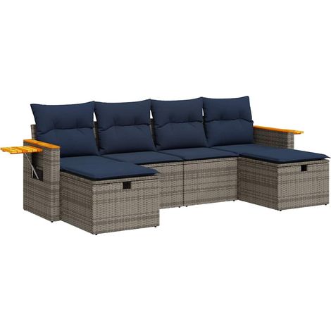 Maison Exclusive - 6-tlg. Garten-Sofagarnitur mit Kissen Grau Pol
